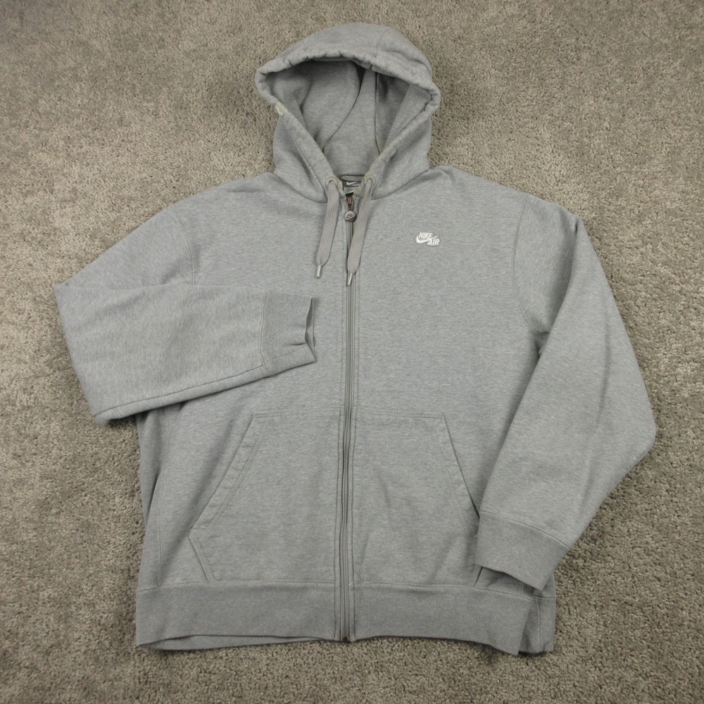 Vintage Nike Sweater Mens XL Gray Air Sportswear Full Zip Hoodie Sweatshirt Y2K